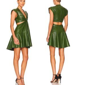 NWT A.L.C. Lexi Waist And Back Cut-Out Cap Sleeves Mini Dress Green Size: 0